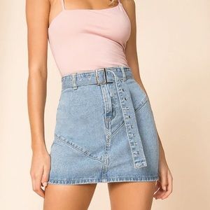 Superdown Kali revolve blue denim mini skirt